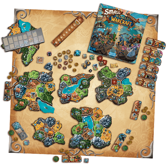 Small World of Warcraft game boards for different player counts