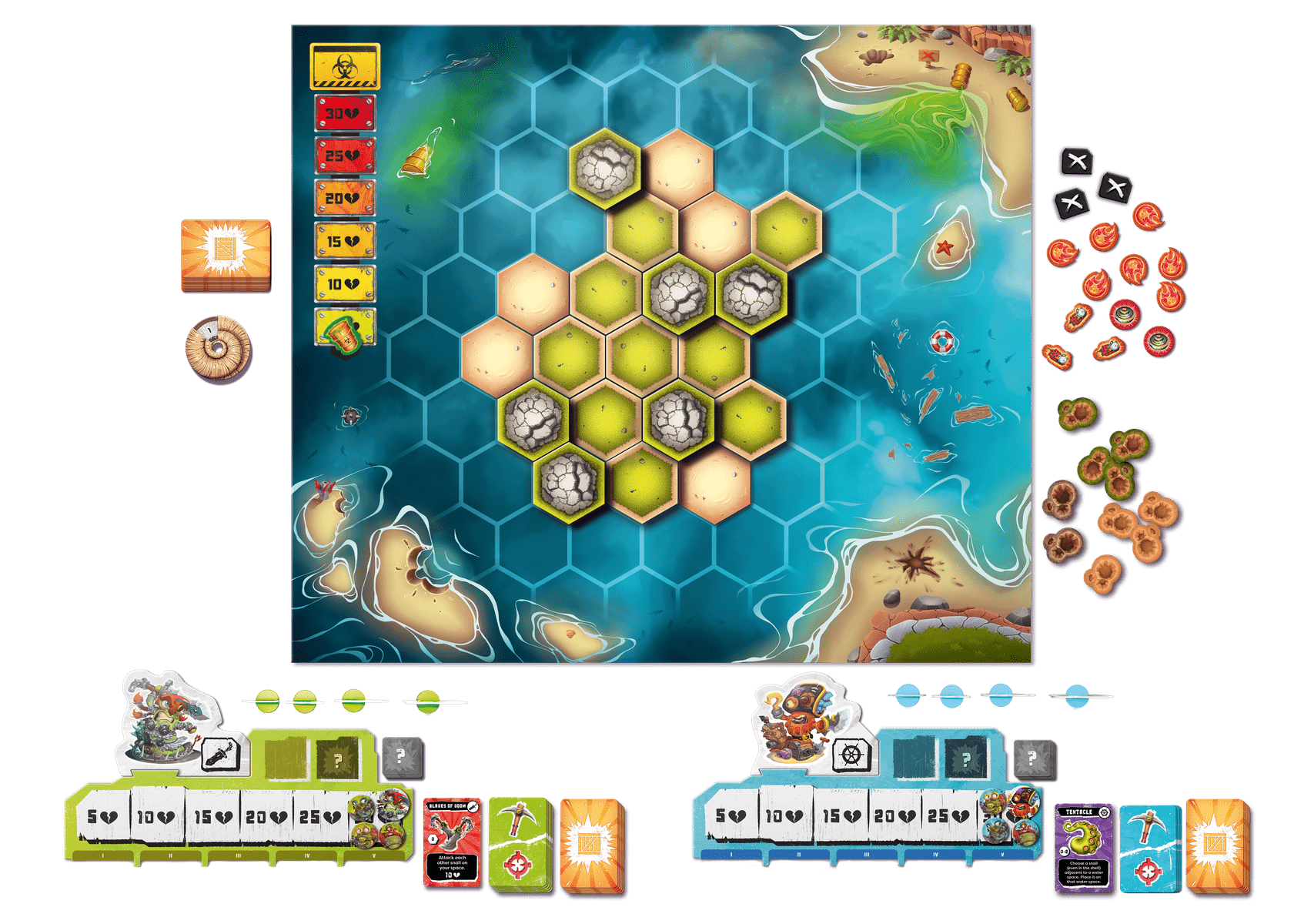 Snails board game table setup