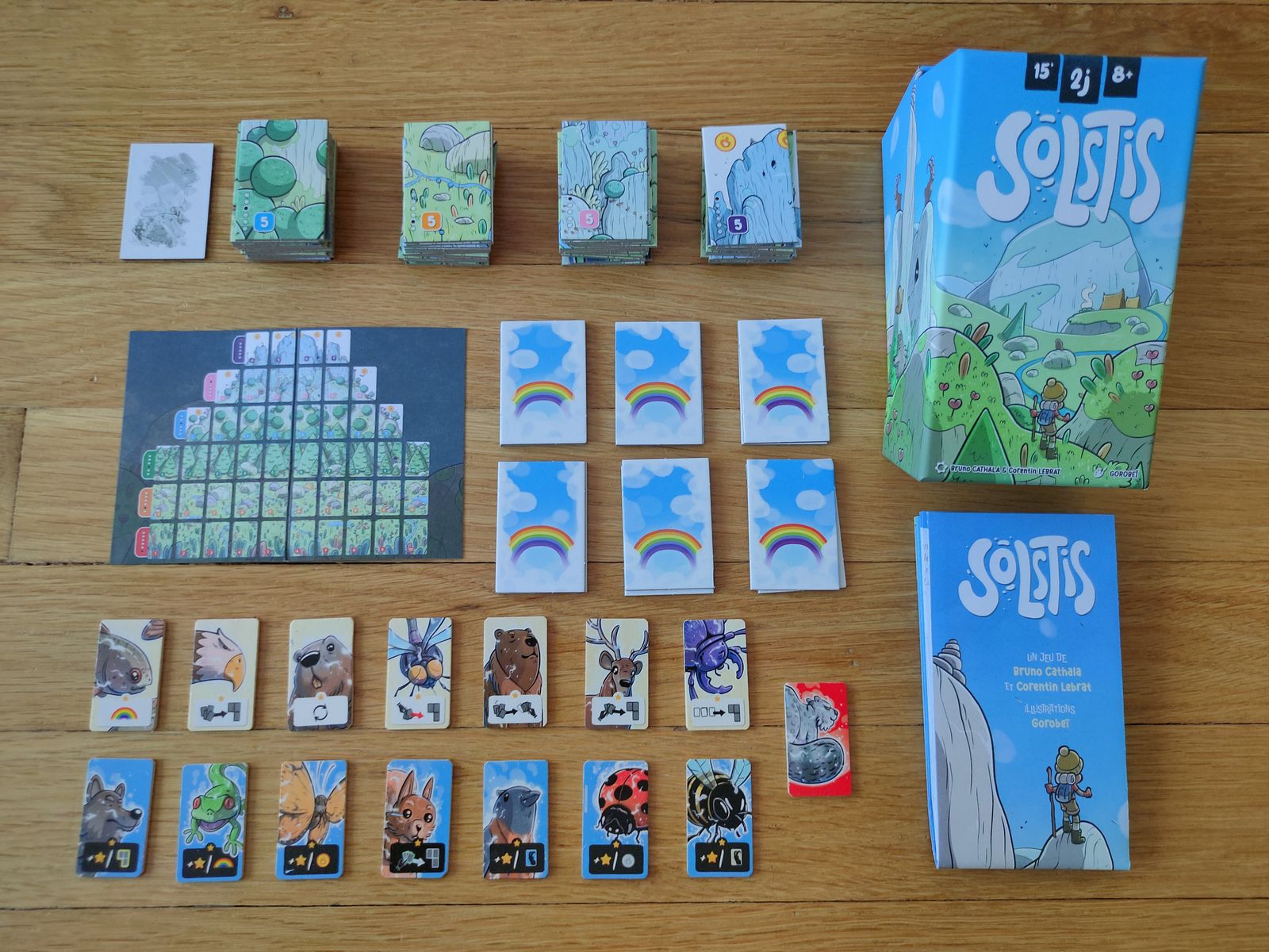Solstis board game tiles and components