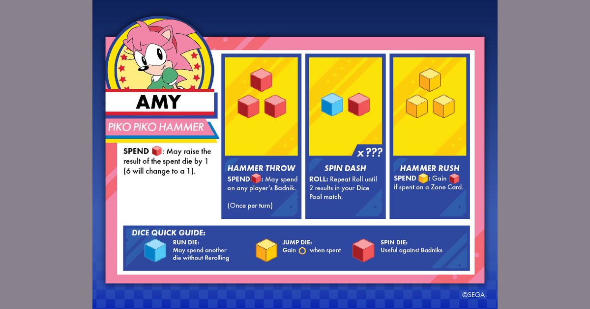 Sonic Roll Amy character dashboard
