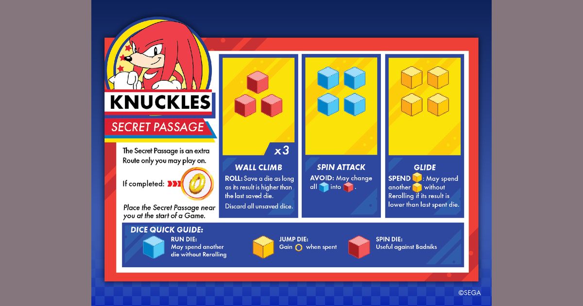 Sonic Roll Knuckles character dashboard
