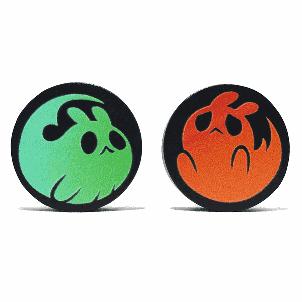 Close view of black and white Soulaween soul pieces
