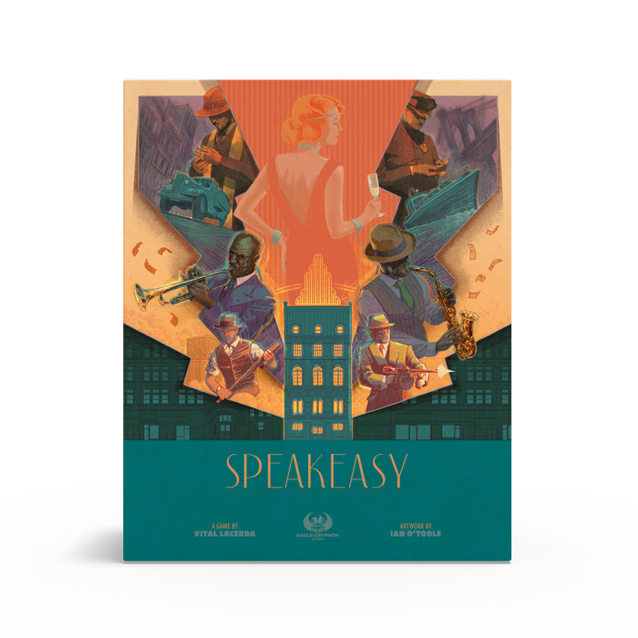 Front of the Speakeasy board game box