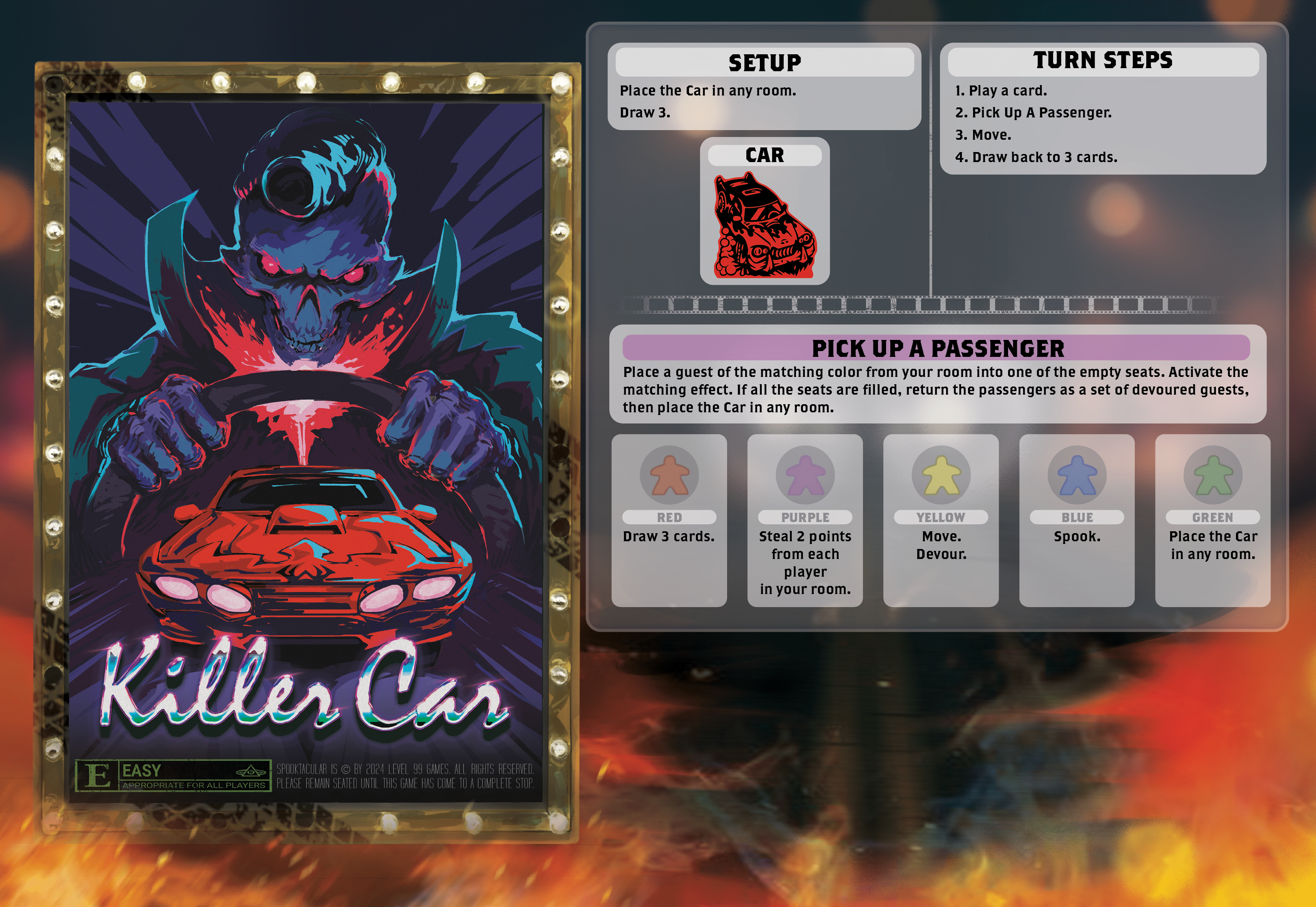 Spooktacular Killer Car asymmetric player board