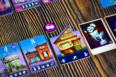 Spooky Tower cards arranged for play