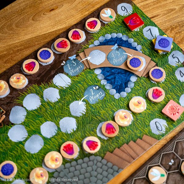 Stalk Exchange flower tokens and player area