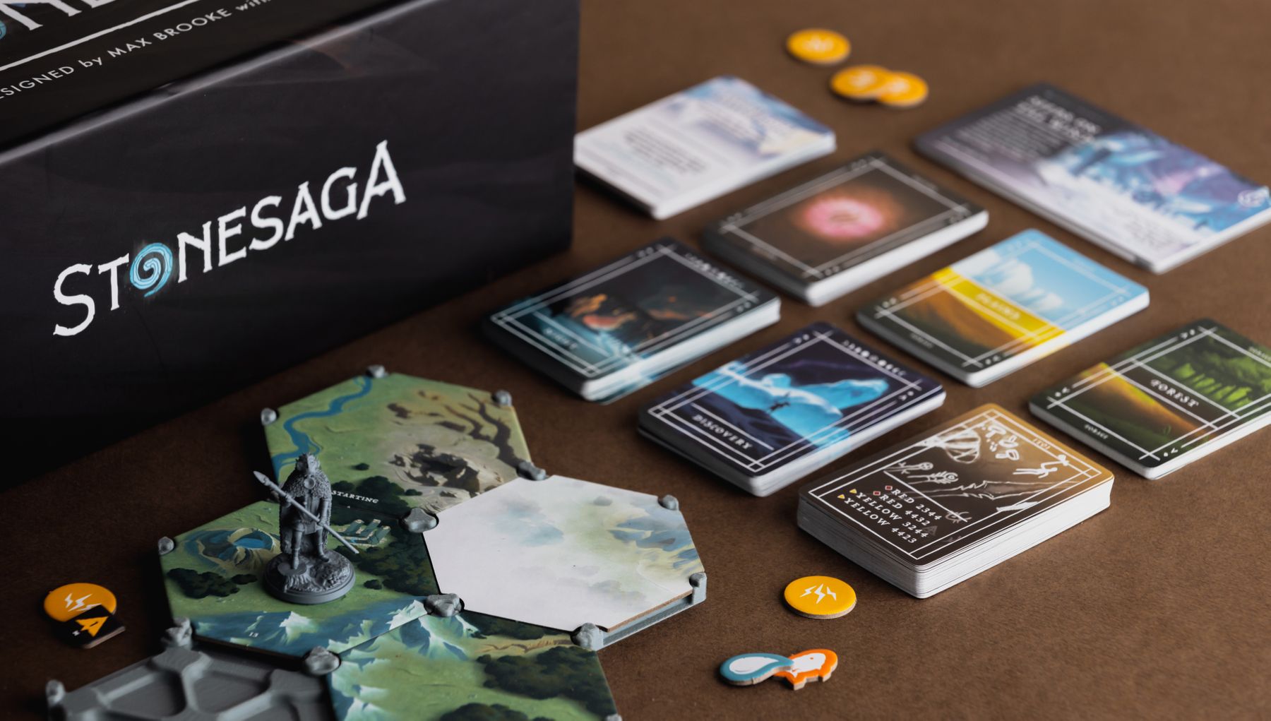 Stonesaga board game components