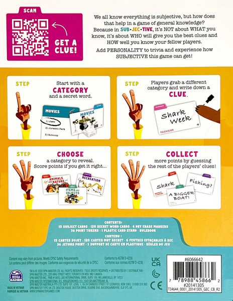 Subjective English edition box back