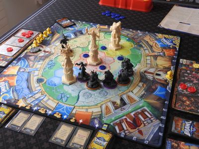 Super Fantasy Brawl game in progress on arena board