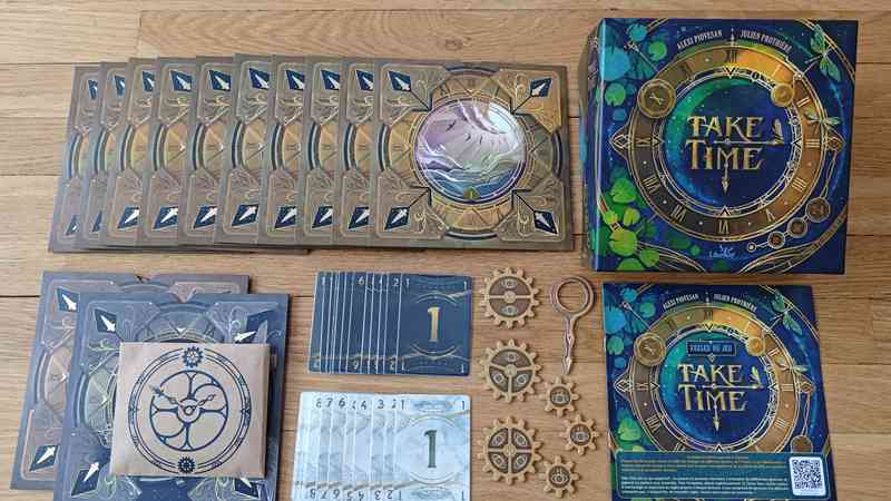 Take Time cards and clock challenge on a table