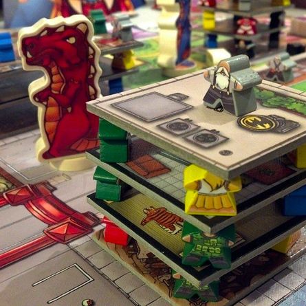 Terror in Meeple City assembled buildings during play