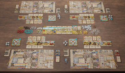 The Anarchy board game set up for four players