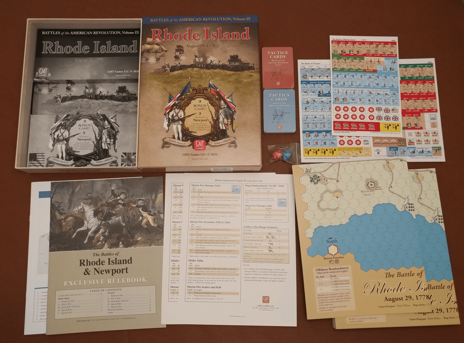 The Battles of Rhode Island and Newport game components