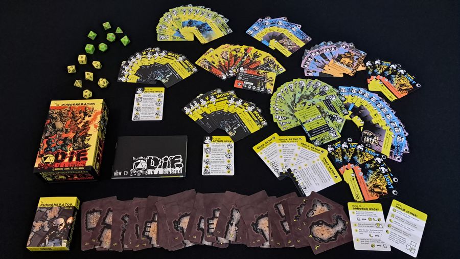 The Dungenerator game arranged on a table