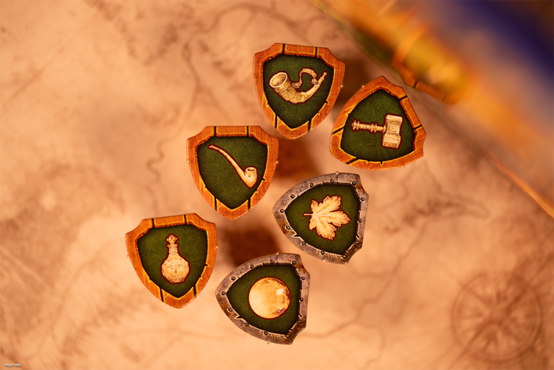 Race alliance tokens placed on the Duel for Middle-earth map