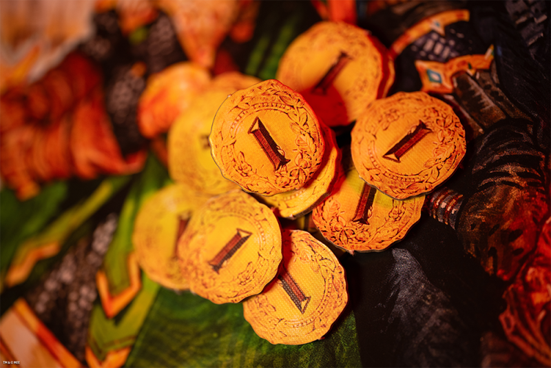 Stack of Duel for Middle-earth cardboard coins