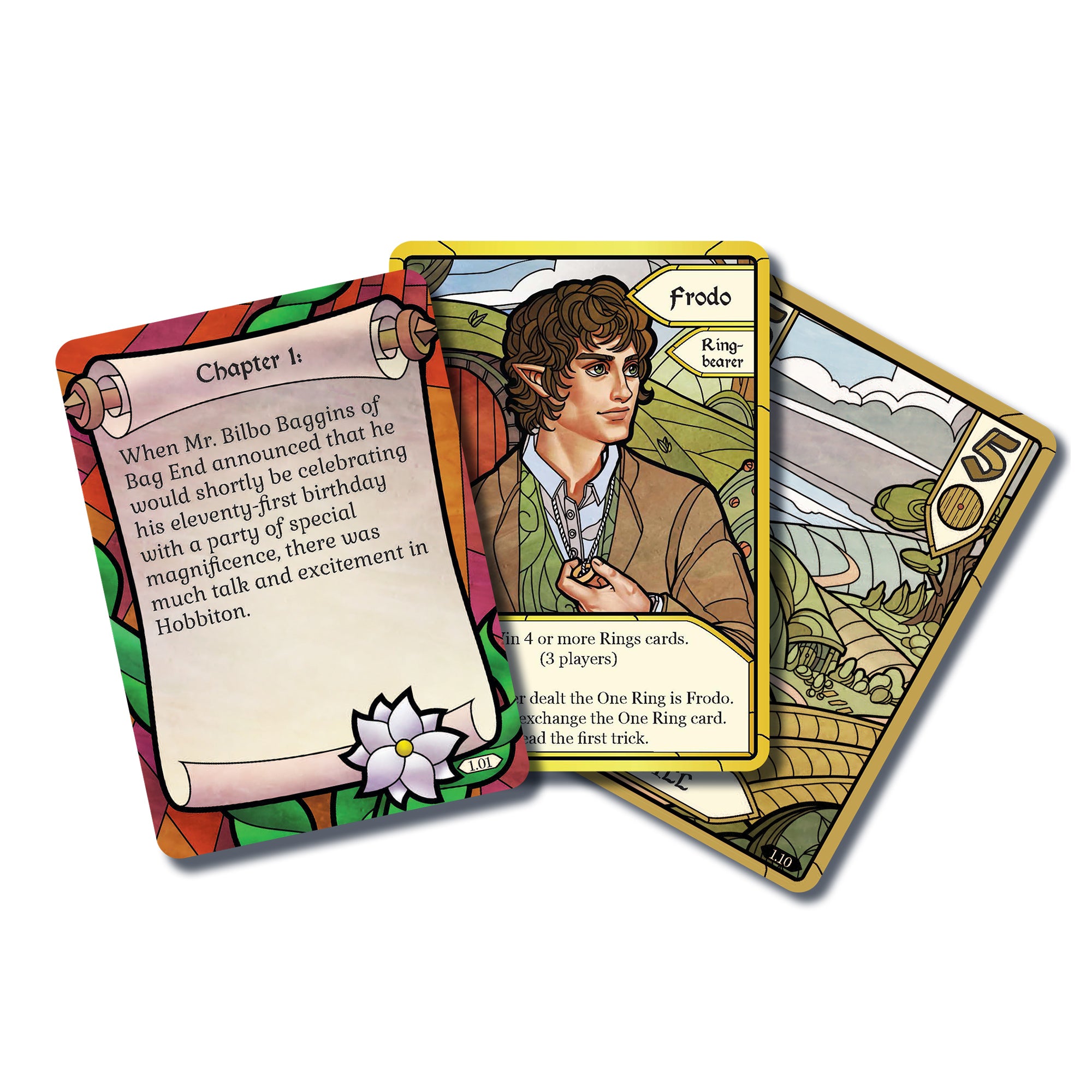 Frodo and chapter cards from Fellowship trick-taking game