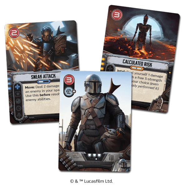 The Mandalorian Adventures skill cards and setup