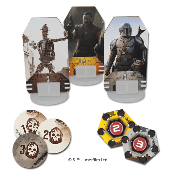 The Mandalorian Adventures character standees during play