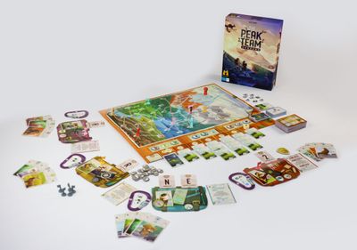 The Peak Team board game setup