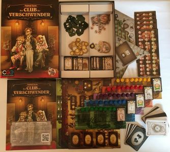 The Prodigals Club cards boards tokens and wooden pieces
