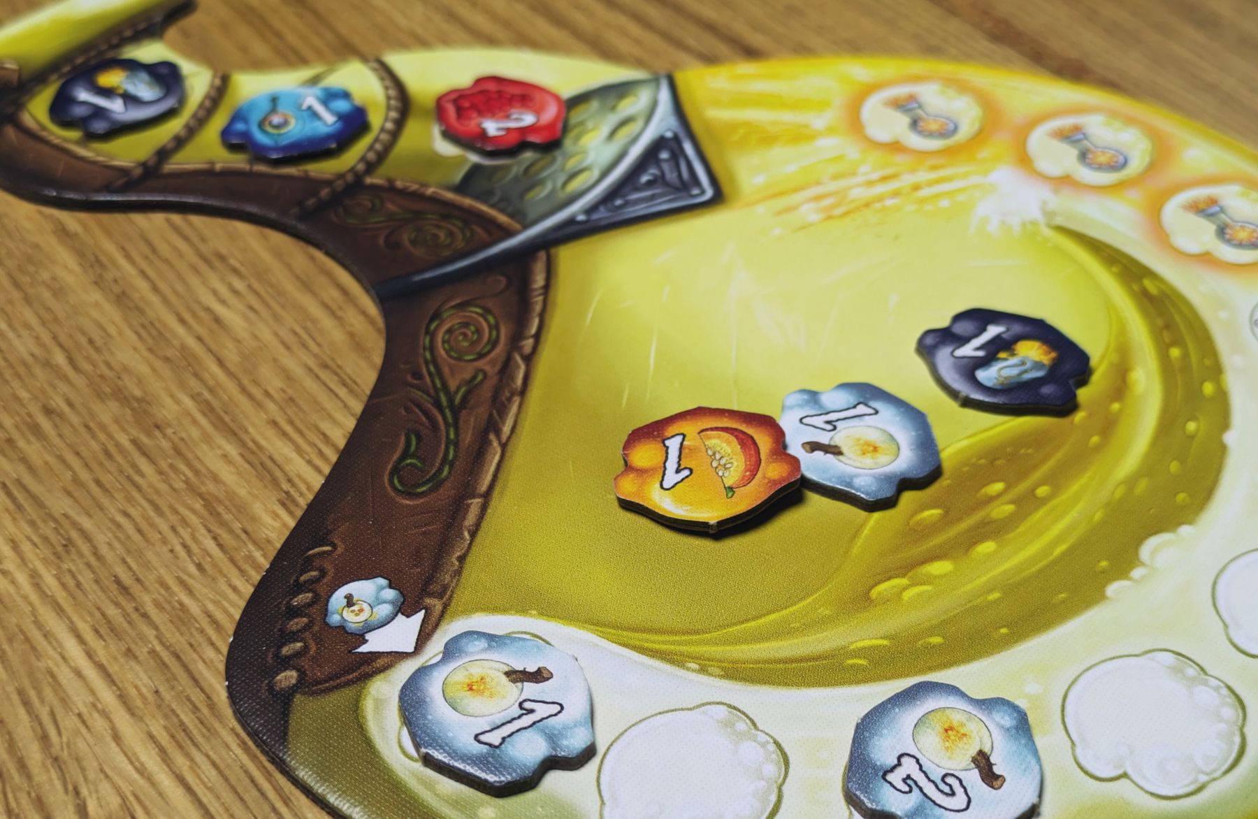 Quacks Duel bottles patient track and ingredient chips during play