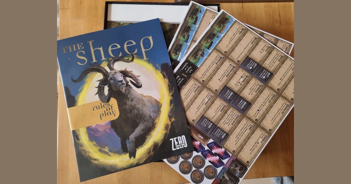 The Sheep rulebook and punchboard components