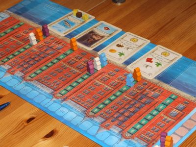 The Speicherstadt board laid out for play