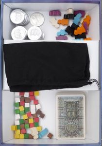 Components inside The Speicherstadt board game box