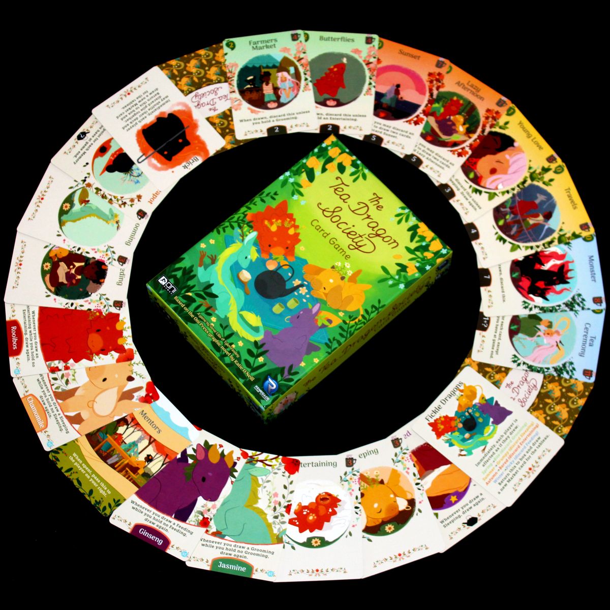 Tea Dragon Society card game table arrangement