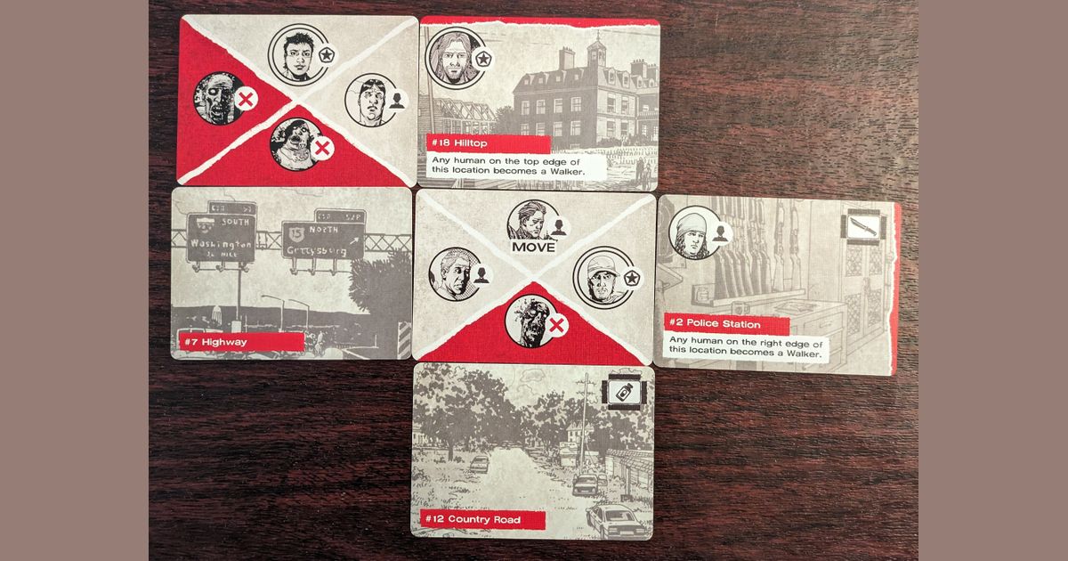 The Walking Dead Surrounded cards arranged in a grid