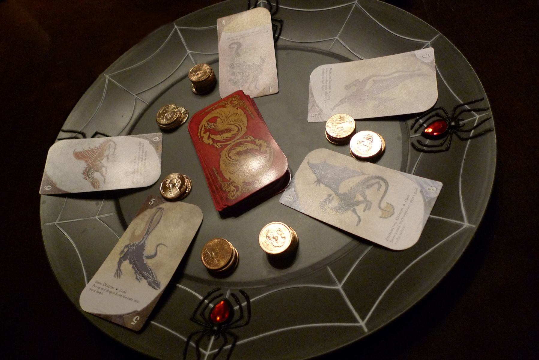 Three-Dragon Ante Emperor's Gambit cards during play