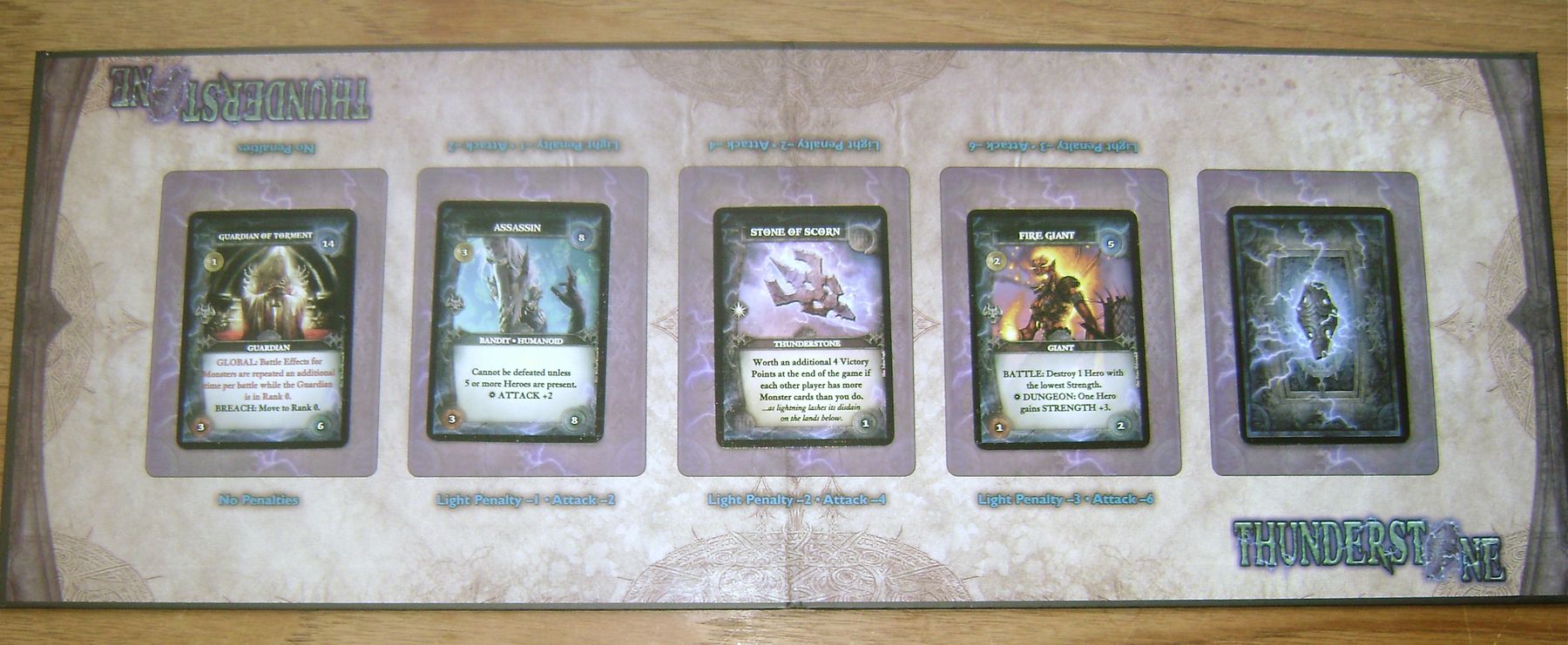 Thunderstone Dragonspire dungeon board near game end