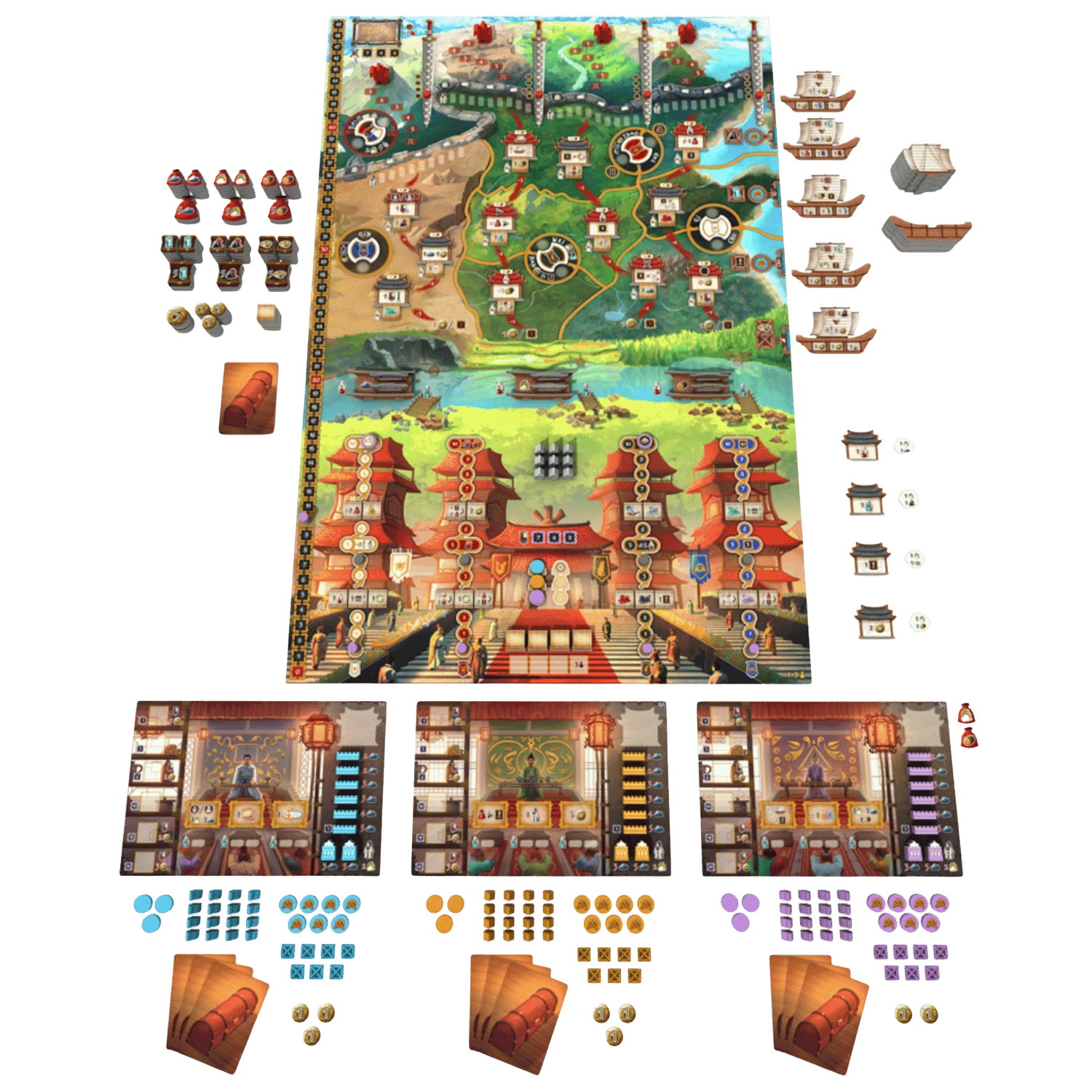 Tianxia board game fully set up on a table