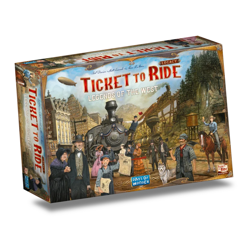 Ticket to Ride Legacy campaign game set up on a table