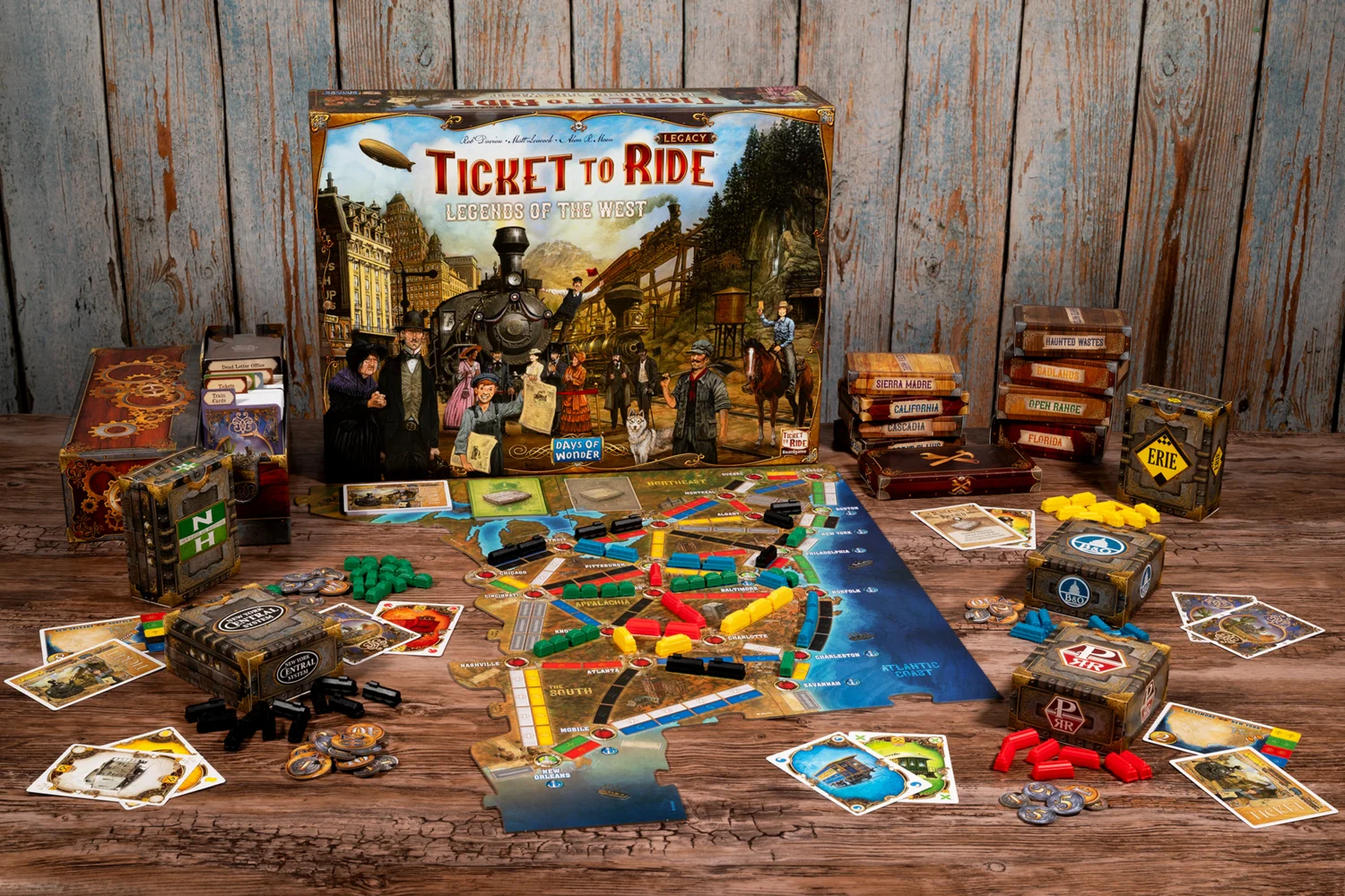 Ticket to Ride Legacy frontier map with trains