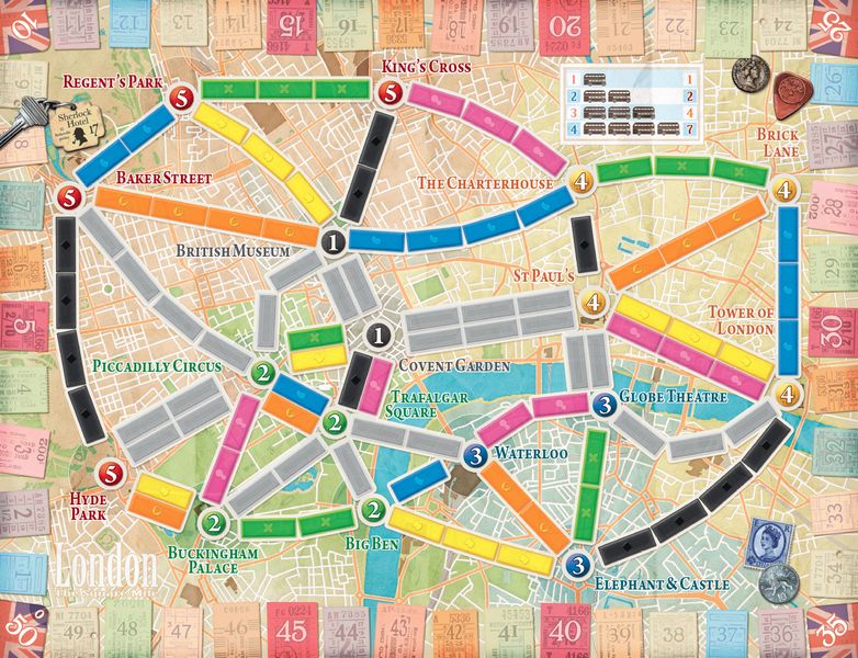 Official Ticket to Ride London game board