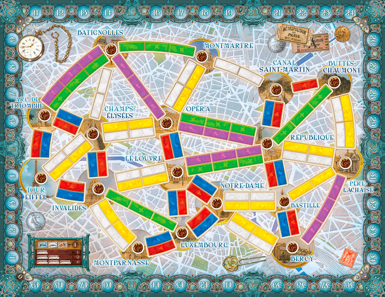 Ticket to Ride Paris components