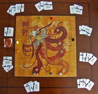 Tsuro set up for eight players around the board edge