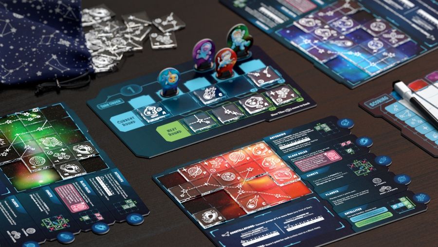 Twinkle Twinkle transparent tiles placed on a star chart