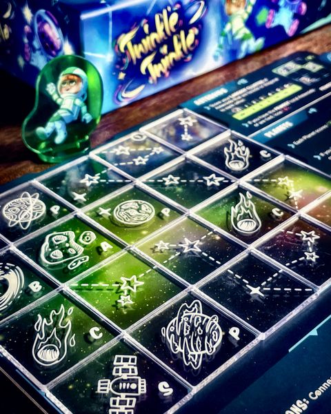 Twinkle Twinkle transparent star-chart tiles on a table