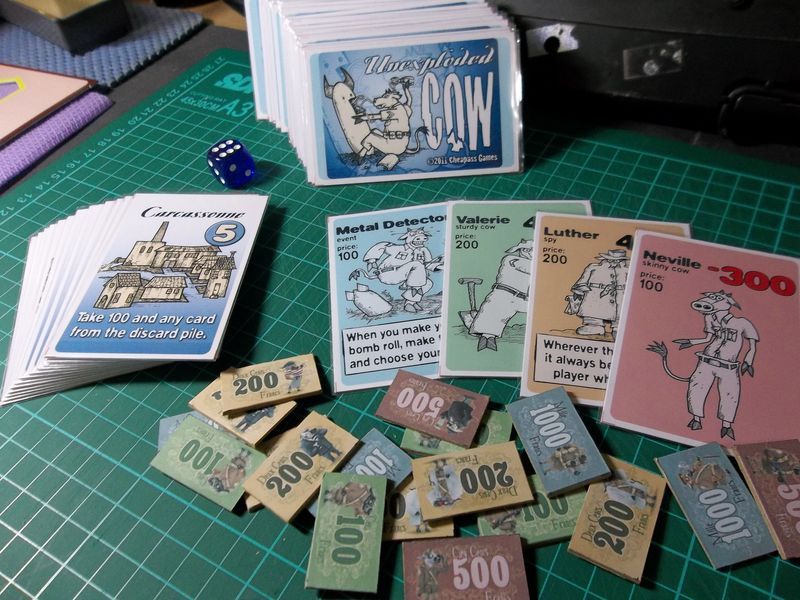 Unexploded Cow cards die and money components