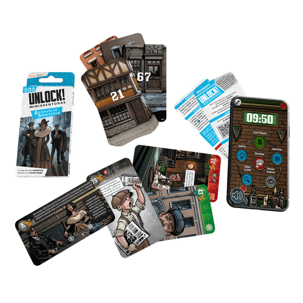 Unlock The Birmingham Murder scenario cards and packaging
