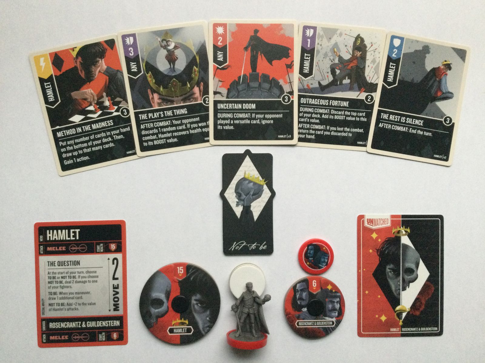 Unmatched Hamlet fighter components and cards