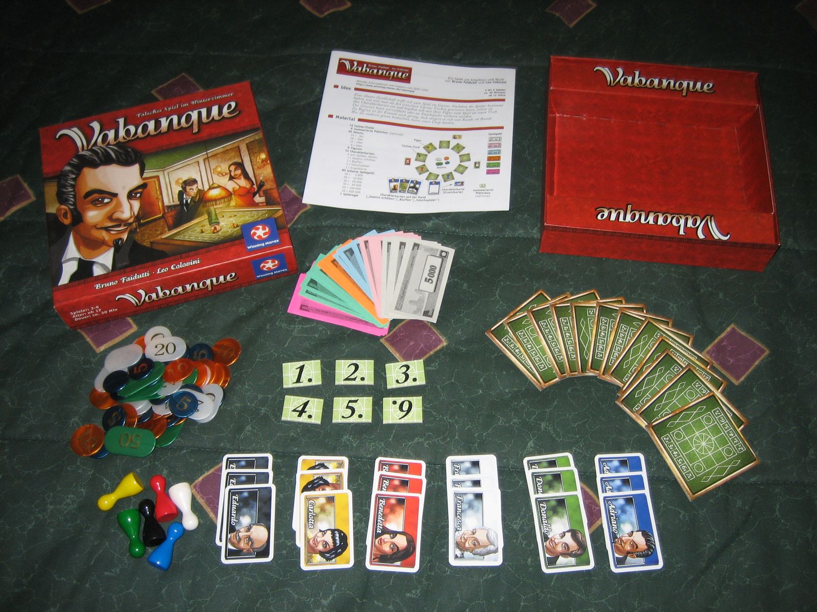 Vabanque board game components