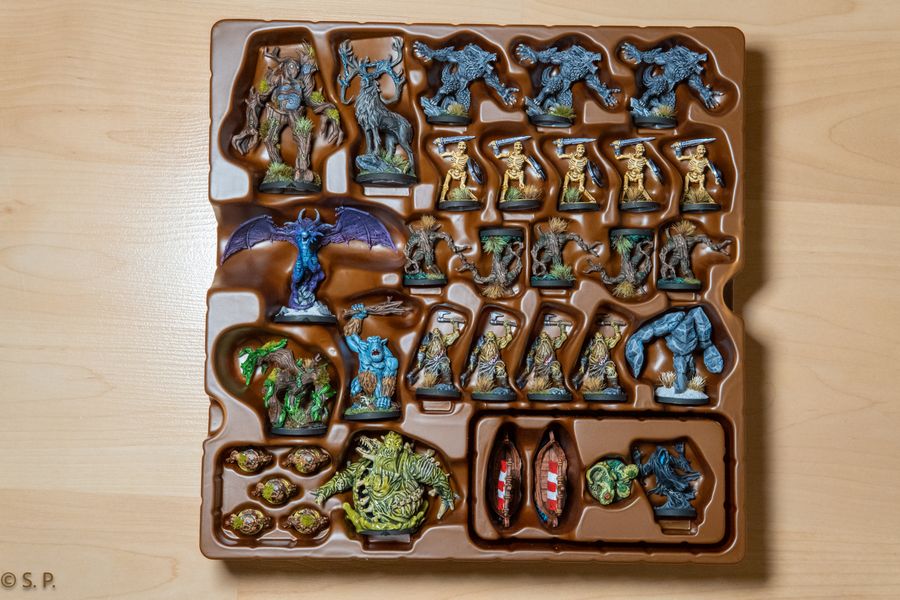 Valheim board game components and painted miniatures