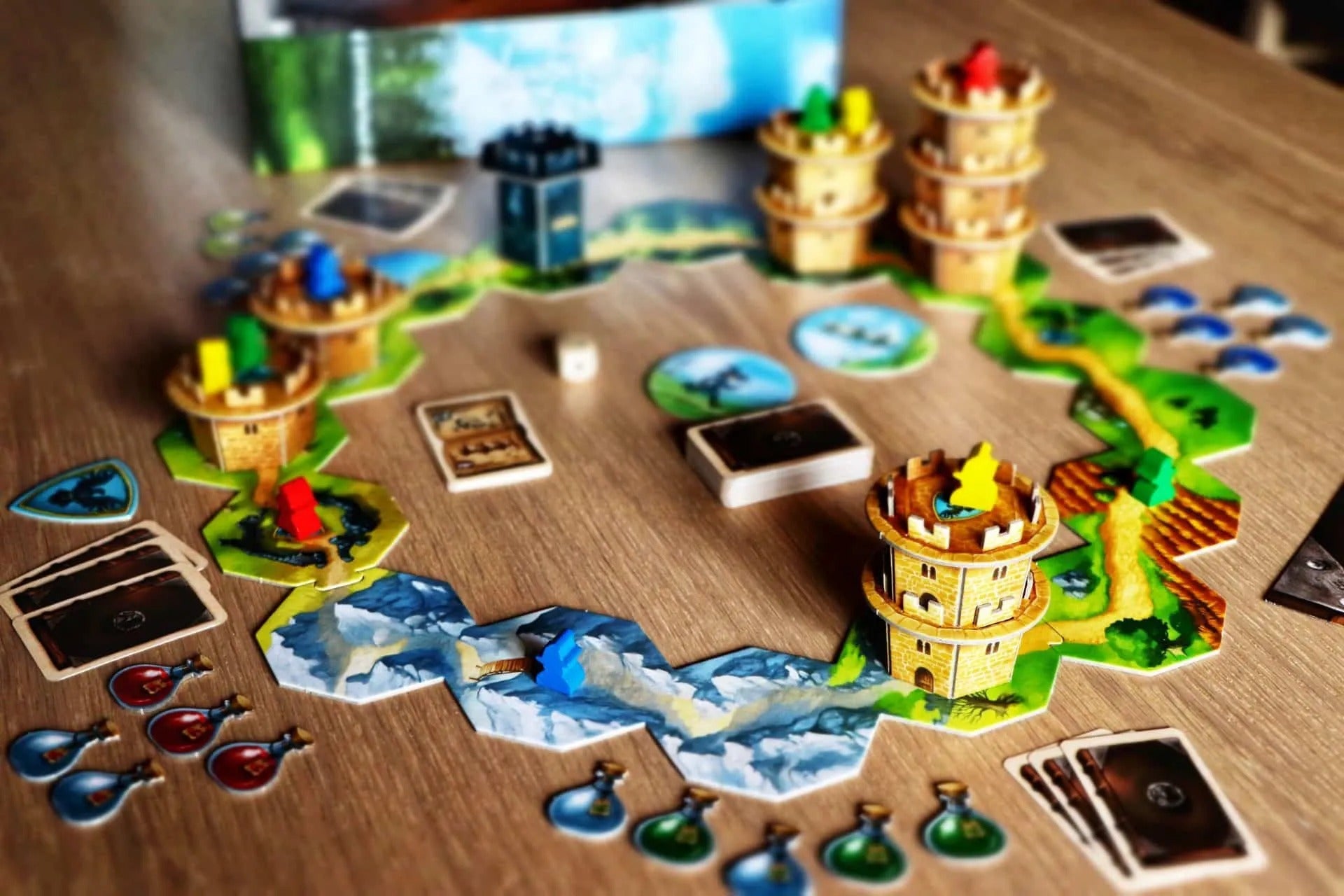 Wandering Towers board and three-dimensional tower components