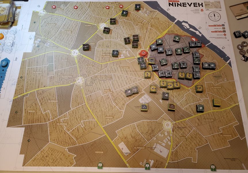We Are Coming Nineveh board game in play