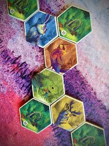 Whispering Woods game in progress with forest tiles