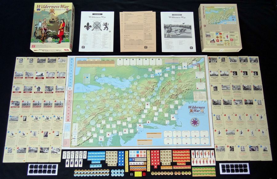 Wilderness War board game components and box contents